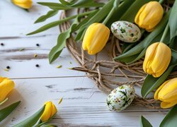 Żółte Tulipany, Pisanki, Drewno