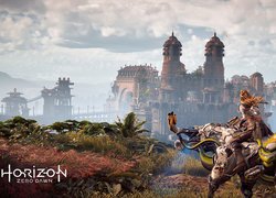 Gra, Horizon Zero Dawn, Postać, Aloy, Maszyna, Budowle