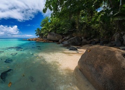 Plaża na wyspie Mahe na Seszelach