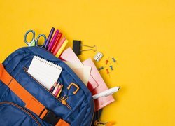Plecak szkolny, Przybory, Mazaki, Długopis, Kredki, Ołówki, Zeszyty, Notes, Temperówka