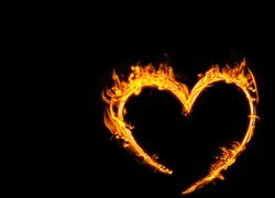 Miłosne, Ogień, Serce, Czarne tło
