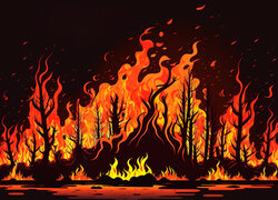 Płonący las w 2D