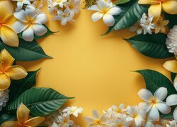Plumeria, Kwiaty, Liście