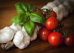 Warzywa, Pomidory, Czosnek, Listki, Bazylii