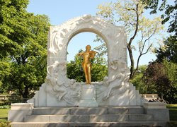 Austria, Wiedeń, Park miejski, Stadtpark, Pomnik, Rzeźba, Johann Strauss syn