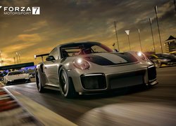 Gra, Forza Motorsport 7, Porsche 911 GT2 RS, Tor, Wyścig, Noc, Plakat