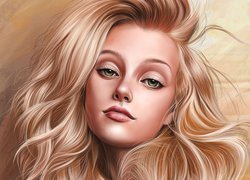 Portret blondynki w grafice
