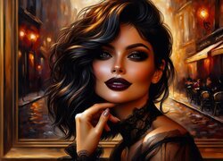 Kobieta, Szatynka, Portret, Grafika