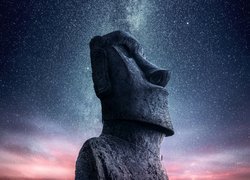 Wyspa Wielkanocna, Posąg, Moai, Niebo, Gwiazdy, Chile