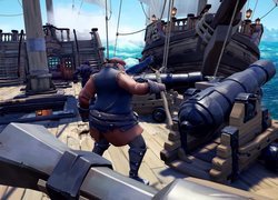 Postać na statku w grze Sea of Thieves