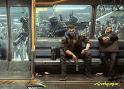 Postacie w metro z gry Cyberpunk 2077