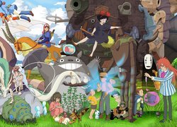 Filmy, Anime, Studio Ghibli, Japonia, Fujimoto, Podniebna poczta Kiki, Księżniczka Mononoke, Laputa – podniebny zamek, Mój sąsiad Totoro, Nausicaa z Doliny Wiatru, Ponyo, Szkarłatny pilot, Ruchomy zamek Hauru, Spirited Away W krainie bogów, Opo