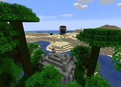 Gra, Minecraft, Rzeka, Wieża, Pillager Outpost, Posterunek złosadniczy