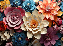 Promienne kolorowe kwiaty w grafice 2D