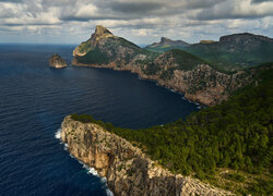 Półwysep Formentor, Wybrzeże, Klif, Góry Serra de Tramuntana, Skała, Morze, Zachód słońca, Wyspa Majorka, Hiszpania