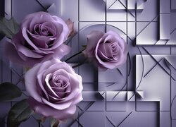 Purpurowe, Kwiaty, Róże, Grafika