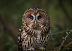 Puszczyk na omszałej gałęzi
