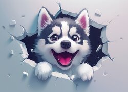 Pies, Szczeniak, Siberian husky, Grafika