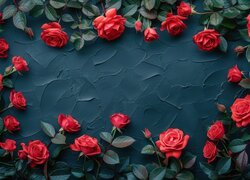 Ramka z czerwonych róż na ciemnym tle