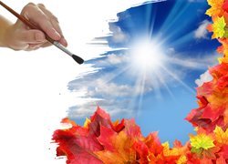 Ręka malująca jesienny obraz