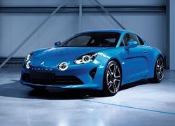 Niebieski, Alpine A110, 2017, Przód