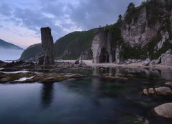  Morze Japońskie, Rezerwat, Lazovsky Nature Reserve, Wybrzeże, Skały, Góry, Kraj Nadmorski, Rosja