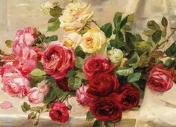 Róże na obrazie Dominique Roziera
