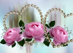 Róże w perłowych sercach
