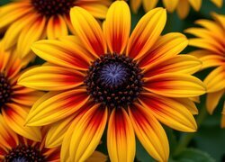 Rudbekia, Żółte, Rozkwitnięte, Kwiaty, Zbliżenie