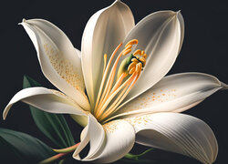 Rozkwitnięty kwiat białej lilii w grafice