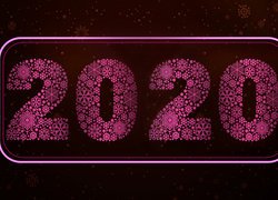 Grafika, Nowy Rok, 2020, Różowe, Cyfry
