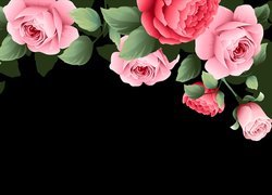 Róże, Kwiaty, Czarne, Tło, Grafika 2D