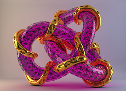 Różowo-złoty obiekt w grafice 3D