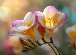 Rozświetlone frezje w zbliżeniu