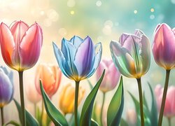 Kolorowe, Tulipany, Grafika