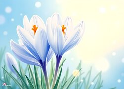 Krokusy, Kwiaty, Grafika