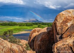 Skały, Tęcza, Wzgórza, Arizona, Stany Zjednoczone