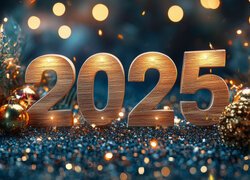 Nowy Rok, 2025, Data, Bombki, Światła