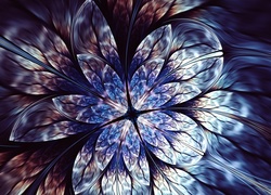 Rozświetlony niebieski kwiat w grafice fraktal