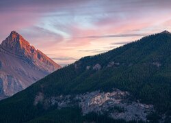 Góry, Three Sisters Mountain, Rozświetlony, Szczyt, Big Sister, Alberta, Kanada