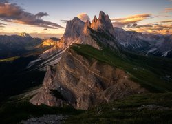 Szczyt, Seceda, Góry, Dolomity, Włochy