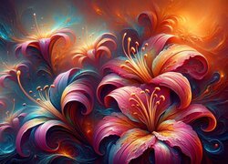 Grafika, Kwiaty, Lilie, Kolorowe