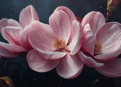Rozwinięte kwiaty różowej magnolii