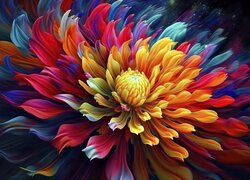 Dalia, Kolorowy, Kwiat, Grafika