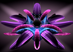 Grafika 3D, Fioletowy, Kwiat