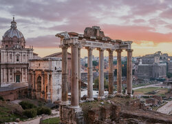 Rzym, Forum Romanum, Zabytek, Świątynia Saturna, Wzgórze Kapitolińskie, Ruiny, Włochy