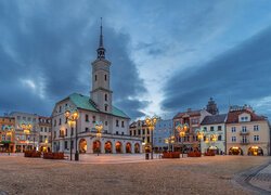 Polska, Miasto, Gliwice, Plac, Rynek, Ratusz, Domy