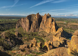 Stany Zjednoczone, Stan Oregon, Park stanowy Smith Rock, Góry, Skały, Rzeka, Crooked River