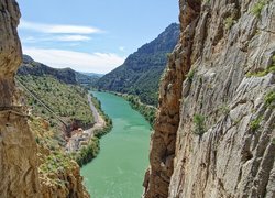 Caminito del Rey, Szlak, Wąwóz Gaitanes, Skały, Park Narodowy Desfiladero de los Gaitanes, Rzeka Guadalhorce, Malaga, Hiszpania