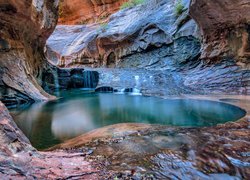 Kolorowe, Skały, Rzeka, Left Fork North Creek, Park Narodowy Zion, Utah, Stany Zjednoczone